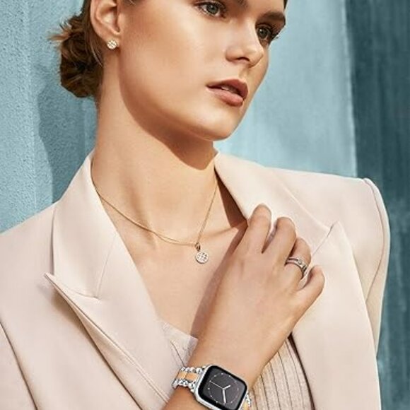 Luxury Style Silver and Gold Beaded Fashion Apple Compatible Replacement Band